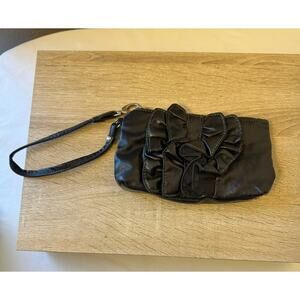 New York & Company Black Faux Leather Wristlet